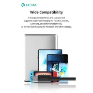   DEVIA USB-C - USB C (Type-C) ADAT ÉS TÖLTŐKÁBEL - SMART SERIES 100W PD, Fekete, 1,5m