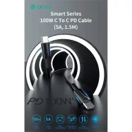   DEVIA USB-C - USB C (Type-C) ADAT ÉS TÖLTŐKÁBEL - SMART SERIES 100W PD, Fekete, 1,5m