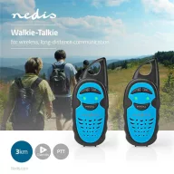   Nedis WLTK0300BU Walkie-Talkie szett ,2 db ,Hatótáv: 3 km , 3 csatorna ,PTT, Üzemidő: 3 óra