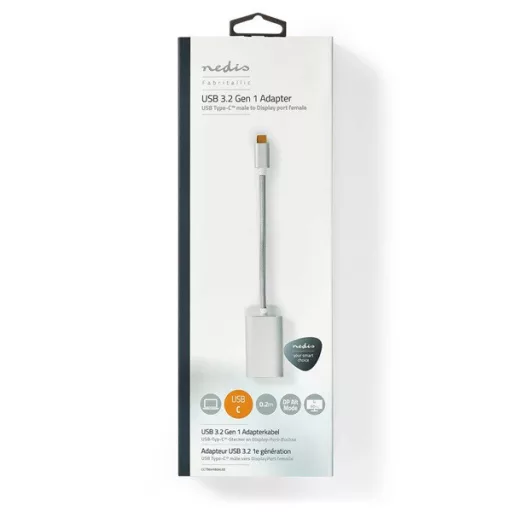 Nedis CCTB64480AL02 USB C (USB-C) - Displayport adapter, aranyozott csatlakozók, USB3.2 Gen 1, 4K@60Hz, 20 cm
