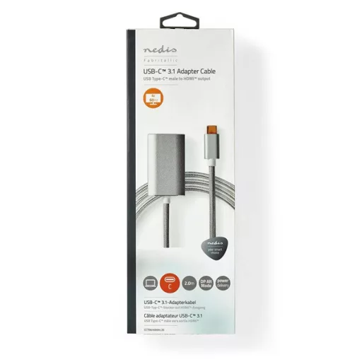 Nedis CCTB64680AL20 USB-C adapter 3.2 Gen 1, aktív tápcsatlakozás, USB C dugó - HDMI aljzat, 4K@60Hz, aranyott,  2 m