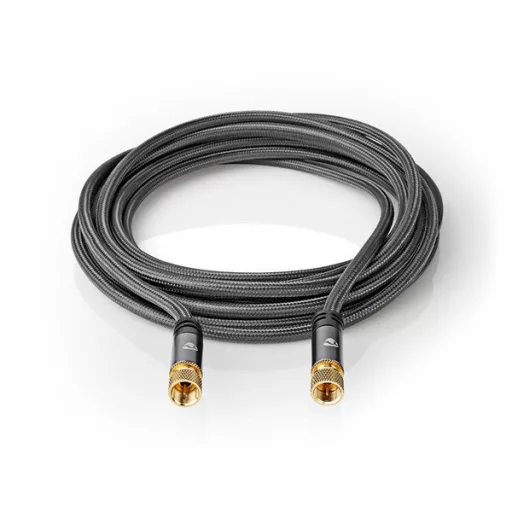 Nedis CSTB41000GY50 F csatlakozós koax kábel, 75 Ohm, 90 dB,  négyszeresen árnyékolt, prémium kivitel, 5m