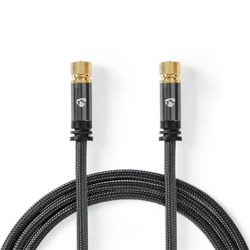 Nedis CSTB41000GY50 F csatlakozós koax kábel, 75 Ohm, 90 dB,  négyszeresen árnyékolt, prémium kivitel, 5m