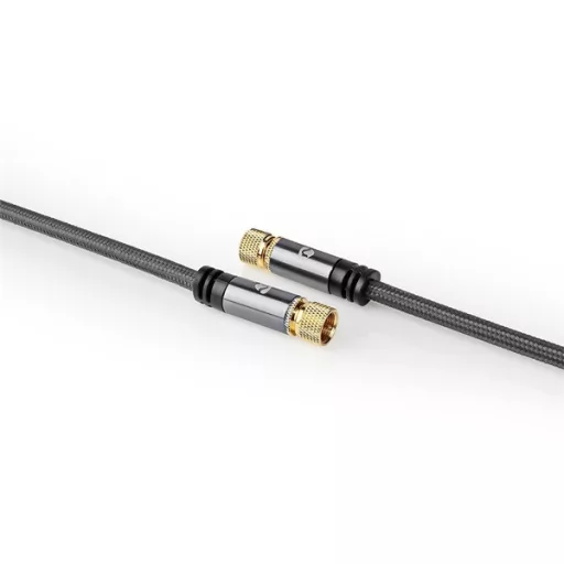 Nedis CSTB41000GY50 F csatlakozós koax kábel, 75 Ohm, 90 dB,  négyszeresen árnyékolt, prémium kivitel, 5m