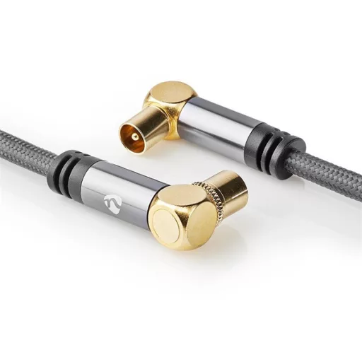 Nedis CSTB40015WT50 koax RF kábel, koax férfi (dugó), koax nő (aljzat), 75 Ohm, Négyszeresen árnyékolt, 5m