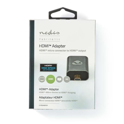 Nedis CVTB34907GY micro HDMI - HDMI adapter, 4K@60Hz, aranyozott, alumínium ház