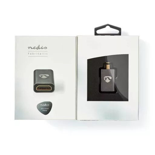Nedis CVTB34907GY micro HDMI - HDMI adapter, 4K@60Hz, aranyozott, alumínium ház