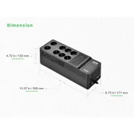  APC Back-UPS, 1050VA/600W Floor/Wall Mount, 230V, 8x Schuko CEE 7/3 outlets, USB Type A+C Port, User Replaceable Battery