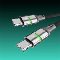   AVAX Töltőkábel STEELY LED USB-C - USB-C, 60W, 1 méter, fekete