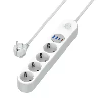   COLORWAY Hálózati elosztó, CW-CHE44PDW, 4 dugalj, 4xUSB (Type-C 2PD20W + 2USB QC3.0) (20 W), 2 m, fehér