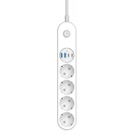   COLORWAY Hálózati elosztó, CW-CHE44PDW, 4 dugalj, 4xUSB (Type-C 2PD20W + 2USB QC3.0) (20 W), 2 m, fehér