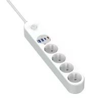   COLORWAY Hálózati elosztó, CW-CHE44PDW, 4 dugalj, 4xUSB (Type-C 2PD20W + 2USB QC3.0) (20 W), 2 m, fehér