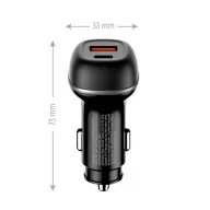   COLORWAY Autós töltő, CW-CHA067PD-BK, 2xUSB (Type-C PD45W + USB QC3.0 18W) (63W), fekete