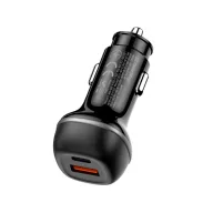   COLORWAY Autós töltő, CW-CHA067PD-BK, 2xUSB (Type-C PD45W + USB QC3.0 18W) (63W), fekete