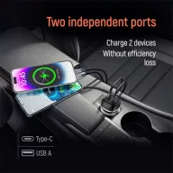   COLORWAY Autós töltő, CW-CHA067PD-BK, 2xUSB (Type-C PD45W + USB QC3.0 18W) (63W), fekete