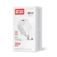   COLORWAY AC töltő adapter, CW-CHS059PD-WT, GaN Mini 20W PD Port PPS USB-C