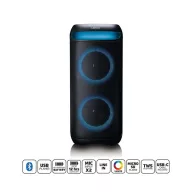   Lenco PA-210BK Bluetooth 5.3 bulihangszóró beépített világítással , TWS, 100W erősítővel, 2x mikrofon bemenet