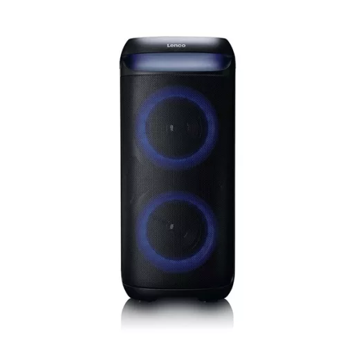 Lenco PA-210BK Bluetooth 5.3 bulihangszóró beépített világítással , TWS, 100W erősítővel, 2x mikrofon bemenet