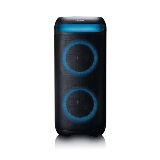 Lenco PA-210BK Bluetooth 5.3 bulihangszóró beépített világítással , TWS, 100W erősítővel, 2x mikrofon bemenet