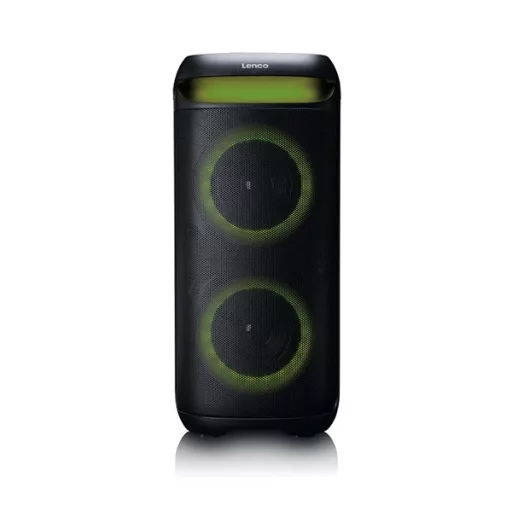Lenco PA-210BK Bluetooth 5.3 bulihangszóró beépített világítással , TWS, 100W erősítővel, 2x mikrofon bemenet