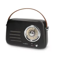   Nedis RDFM2600BK retró FM rádió, Bluetooth® 5.4, AUX bemenet, USB port, 1500 mAh-s lítium-ion akkumulátor