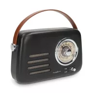   Nedis RDFM2600BK retró FM rádió, Bluetooth® 5.4, AUX bemenet, USB port, 1500 mAh-s lítium-ion akkumulátor