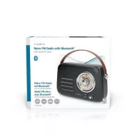   Nedis RDFM2600BK retró FM rádió, Bluetooth® 5.4, AUX bemenet, USB port, 1500 mAh-s lítium-ion akkumulátor