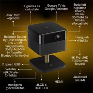   EPSON Projektor - Lifestudio Flex – EF-73 Éjfekete (3LCD, 4K Pro-UHD, 16:9, 1000 AL, 5000000:1, HDMI/USB/WiFi/Bluetooth)