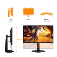   AOC IPS Gaming 260Hz monitor 24,5" 25G4ZR, 1920x1080, 16:9, 300cd/m2, 1ms, 1xHDMI/1xDisplayPort, pivot