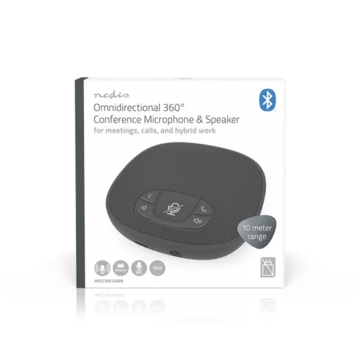 Nedis MICCWS126BK konferencia mikrofon, Bluetooth, mikrofon hatótávolsága: 10 m, akkumulátorról  / USB-ről táplált
