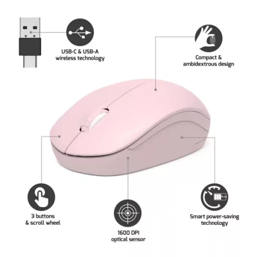 PORT DESIGNS Egér WIRELESS Rózsaszín