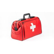   Tasche DÜRASOL RUSTICANA Leder 7002 rot mit weißem Kreuz / groß 2 Fächer