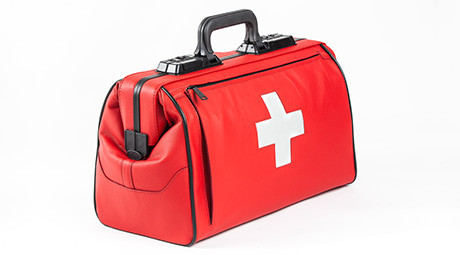 Tasche DÜRASOL RUSTICANA Leder 7002 rot mit weißem Kreuz / groß 2 Fächer