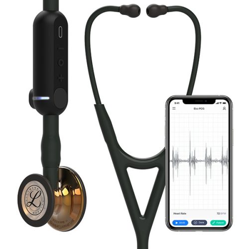 3M™ Littmann® CORE digital phonendoscope, 8863 black high gloss copper earpiece 69cm