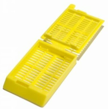 Tissue cassette, histological, in to machine, yellow, 40 x 28 x 7mm