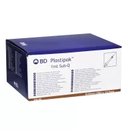   BD Plastipak Sub-Q syringe 1 ml, with attached 26G 0.45 x 12.7 mm needle, dead-space-free, 100 pcs/box, Ref: 305501