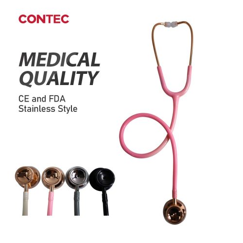 Stetoskop kardiologiczny Contec SC23 z głowicą ze stali nierdzewnej, różowy
