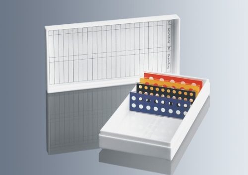 Slide holder box with 50 compartments, plastic, white