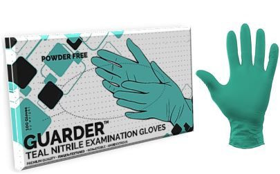 Guarder teal nitril blau-grün puderfrei (2.5mil) untersuchungshandschuhe 3,4gr - m 100Stk