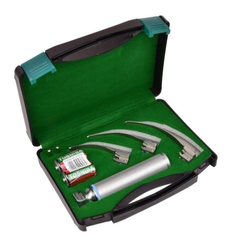 LED Laryngoscope Set in plastic carrying case with 3 blades, Premium