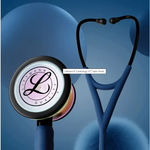 3M™ Littmann® Cardiology IV™ Stethoscope, 6242C, High Polish Rainbow Chestpiece, Satin-finish Navy Tube