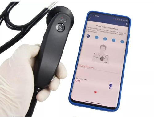 Electronic digital stethoscope with EKO Android app