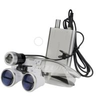   3.5X magnification binocular magnifier with LED headlight, gray