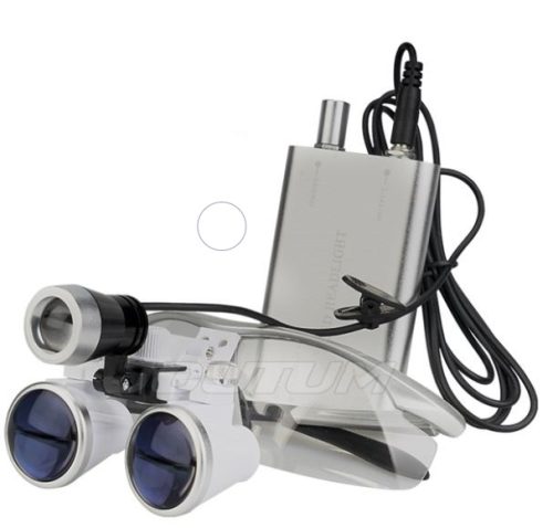 3.5X magnification binocular magnifier with LED headlight, gray