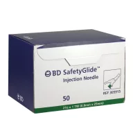   BD SafetyGlide safety injection needle 21G green, 0.8 x 25 mm (1"), 50 pcs/box, Ref: 305915