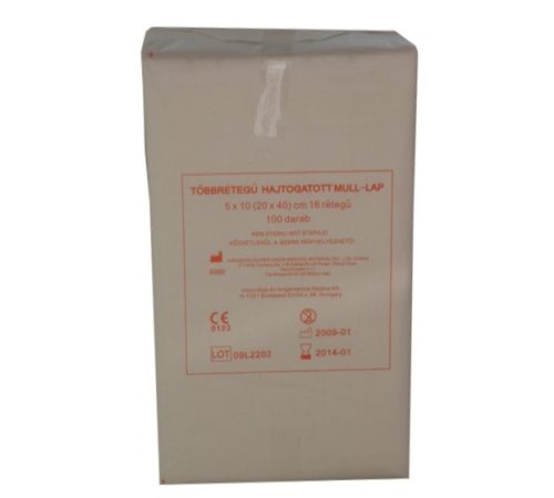 Mull sheet non-sterile 5x10 (from 20x40) 16 layers 100 pcs/box