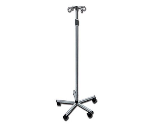 4 hook stainless steel infusion stand with 1 brakeable wheel