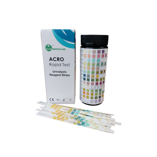 11 paraméteres vizelet tesztcsík (Asc, Glu, Bil, Ket, SG, Blo, pH, Pro, Uro, Nit, Leu) Acro Biotech 100db