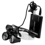   3.5X magnification binocular magnifier with LED headlight, black