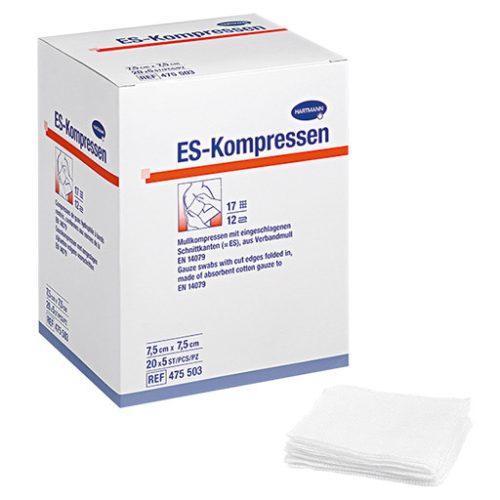 Es-Kompressen 7,5x7,5cm 8-warstwowy sterylny opatrunek